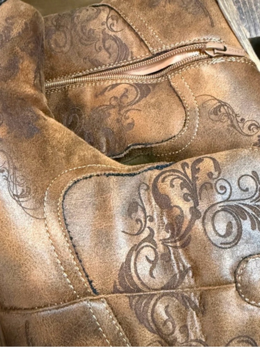 Roper Brown Embossed Western Zip-Ankle Boots - Picture 4 of 5
